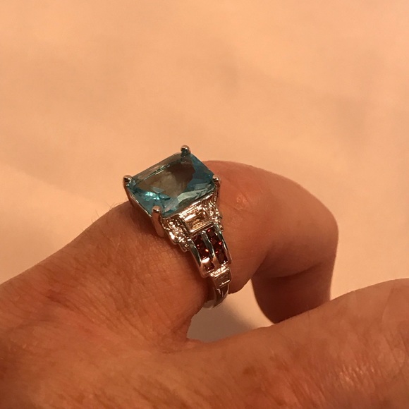 Princess cut Blue, pink Lab Sapphire WGF - Picture 3 of 6